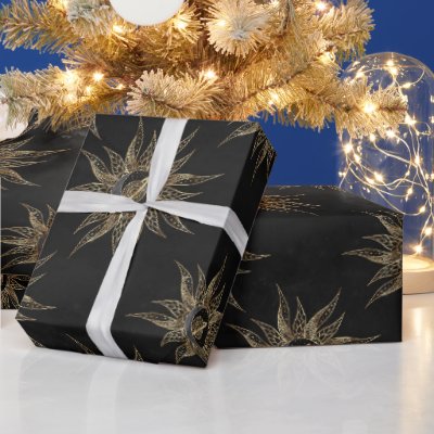 Modern Gold Sun Moon Planet Universe Mandala Wrapping Paper