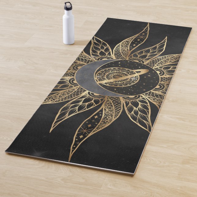 Modern Gold Sun Moon Planet Universe Mandala Yoga Mat (In Situ)