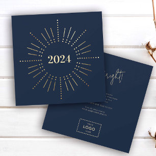 Modern Gold Sunburst New Years Business Holiday Card