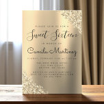 Modern Gold Sweet 16 Glitter Party Invitation<br><div class="desc">Celebrate in style with this Modern Gold Sweet 16 Glitter Party Invitation. Designed with shimmering gold accents and bold, contemporary typography, this invitation sets the tone for a glamorous and unforgettable celebration. Perfect for a modern, chic Sweet 16 party, it blends sparkle with sophistication. Customize with your event details to...</div>