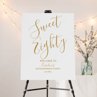 Modern Gold Sweet Eighty 80th Birthday Welcome Foam Board