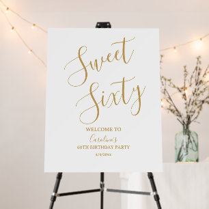 Modern Gold Sweet Sixty 60th Birthday Welcome Foam Board