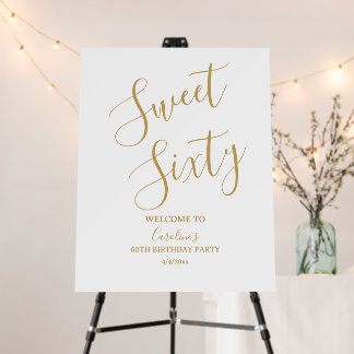 Modern Gold Sweet Sixty 60th Birthday Welcome Foam Board