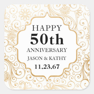 Modern Gold Swirl party favor sticker