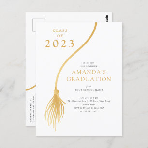 Modern Gold Tassel Graduation Party Postcard