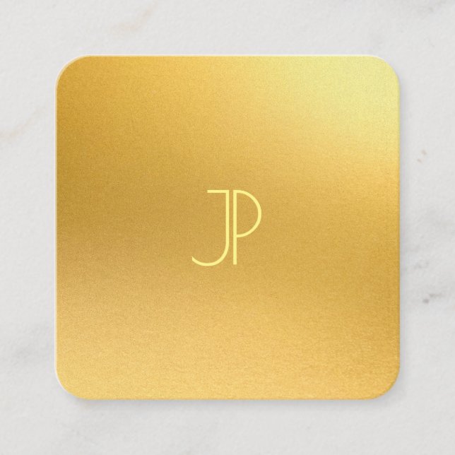 Modern Gold Template Elegant Monogram Luxurious Square Business Card (Front)