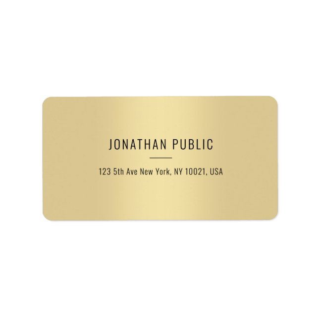 Modern Gold Template Elegant Simple Address Label (Front)