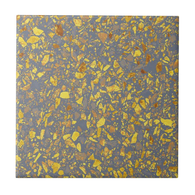 Modern Gold Terrazzo Pattern Ceramic Tile (Front)