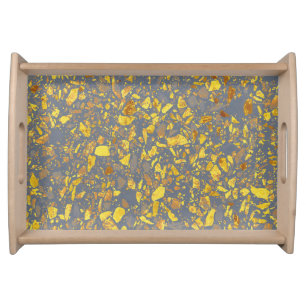 Modern Gold Terrazzo Pattern Serving Tray