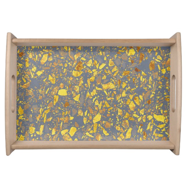 Modern Gold Terrazzo Pattern Serving Tray (Front)