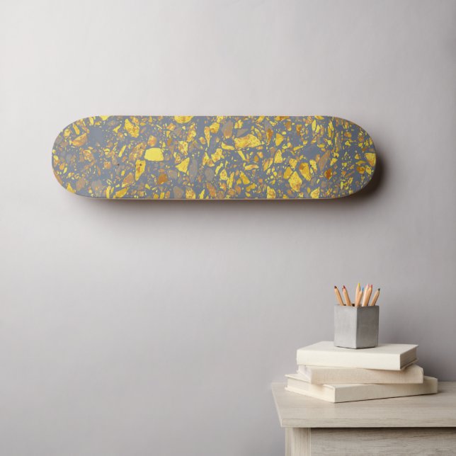 Modern Gold Terrazzo Pattern Skateboard (Wall Art (Horz))