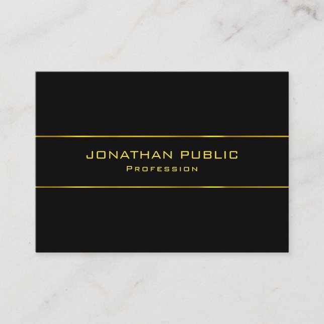 Modern Gold Text Black Creative Minimalist Simple Business Card (Front)