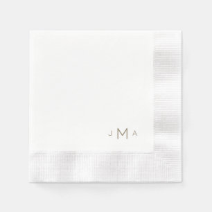Modern Gold Text Monogram Wedding Coined Napkins