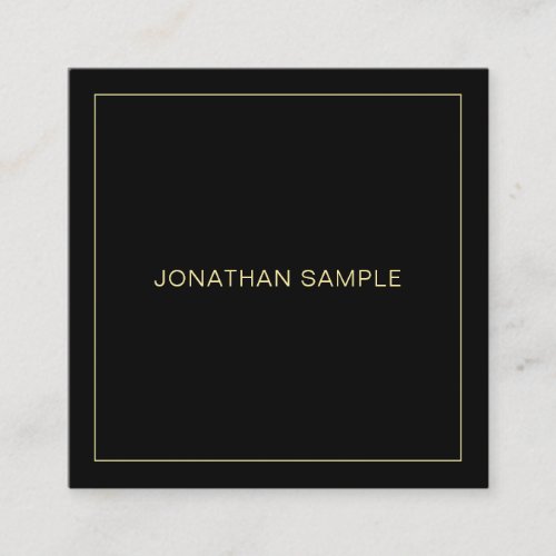 Modern Gold Text Name Elegant Black Template Square Business Card