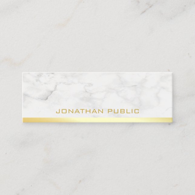 Modern Gold Text Name Marble Professional Template Mini Business Card (Front)