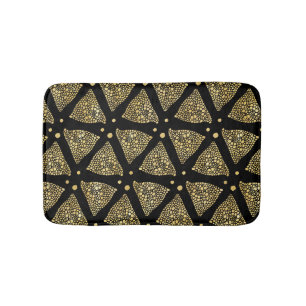 Modern Gold Texture Abstract Triangles Pattern Bathroom Mat
