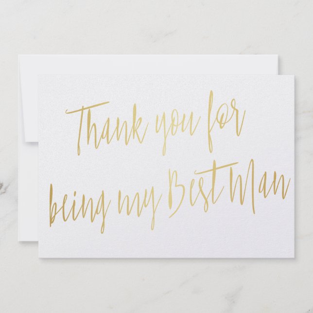 Modern Gold "Thank you for being my best man" Thank You Card (Front)