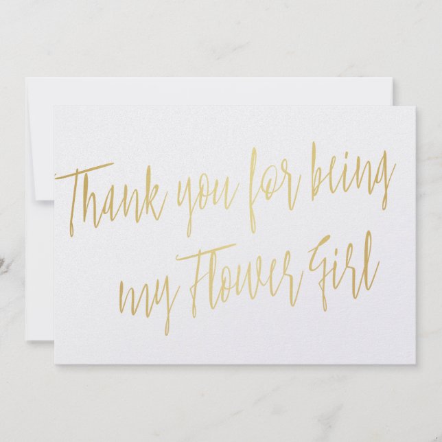Modern Gold "Thank you for being my Flower Girl" Thank You Card (Front)