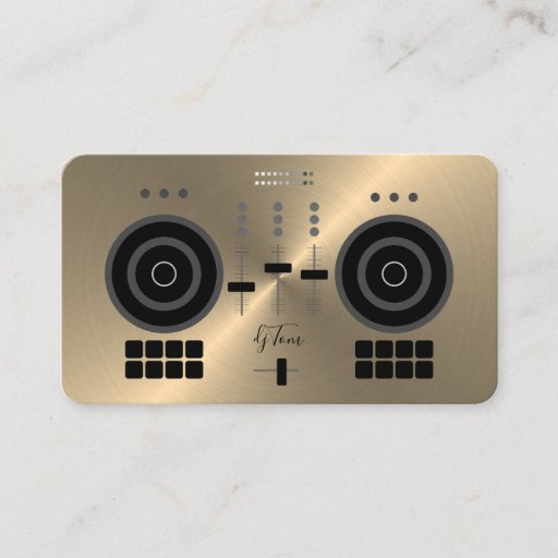 Customizable Modern Gold-Tone 2019 DJ Business Card