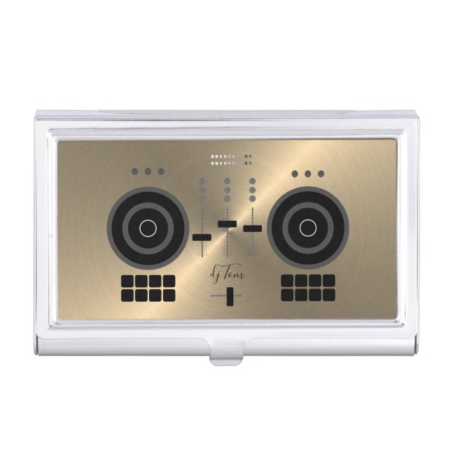 Modern Gold-Tone 2019 DJ Business Card Case (Front)