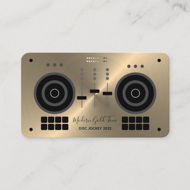 Modern Gold-Tone 2022 DJ Business Card (Front)