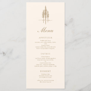 Modern Gold Tree Forest Rustic Wedding Menu