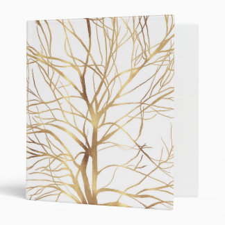Modern Gold Tree Silhouette Minimal White Design 3 Ring Binder