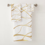 Modern Gold Tree Silhouette Minimal White Design Bath Towel Set at Zazzle