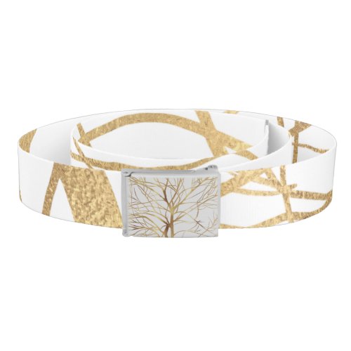 Modern Gold Tree Silhouette Minimal White Design Belt