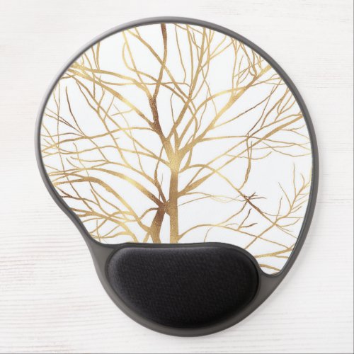Modern Gold Tree Silhouette Minimal White Design Gel Mouse Pad