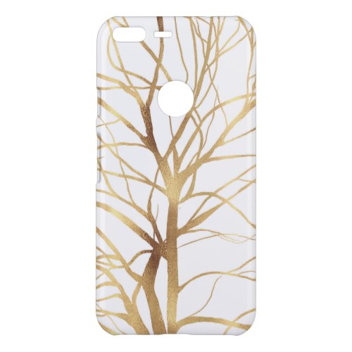 Modern Gold Tree Silhouette Minimal White Design Uncommon Google Pixel XL Case