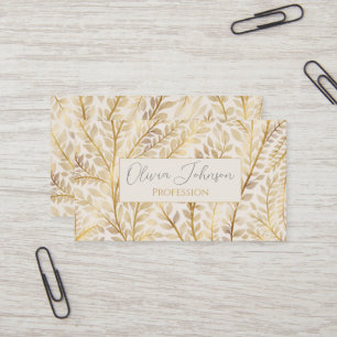 Modern Gold Tropical Leaves Greenery Business Card