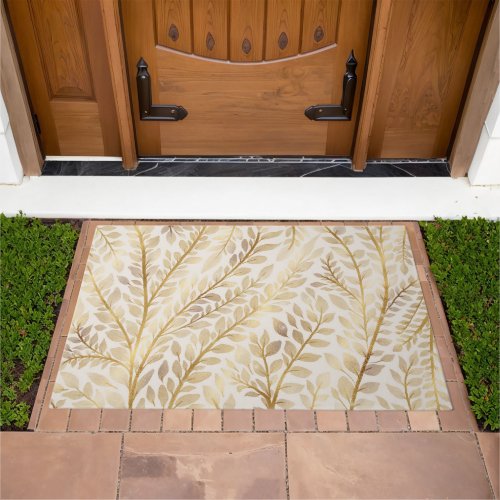 Modern Gold Tropical Leaves Greenery Doormat