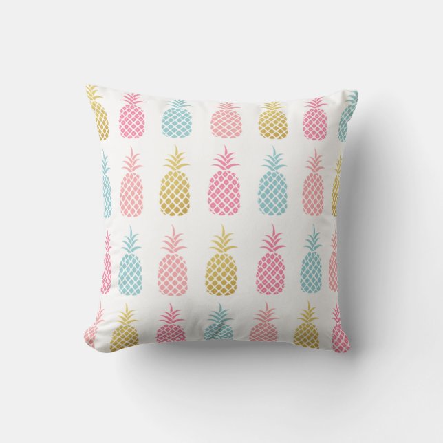 Modern Gold Tropical Pineapple Throw Pillow (Front)