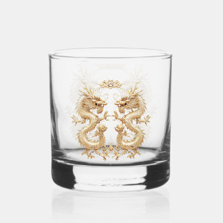 Modern Gold Two-Headed Dragon Custom Whiskey Glass