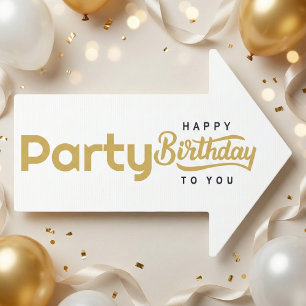 Modern Gold Typography Birthday Event Directional  Sign