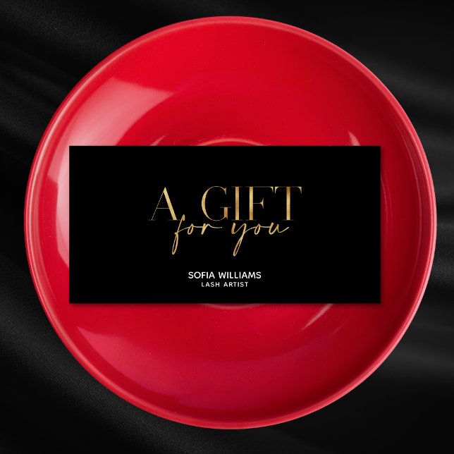 Modern Gold Typography Certificate Gift Card (modern gold typography black background gift certificate)