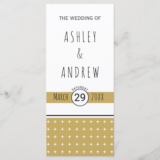 Modern gold typography geometric wedding program (Front)