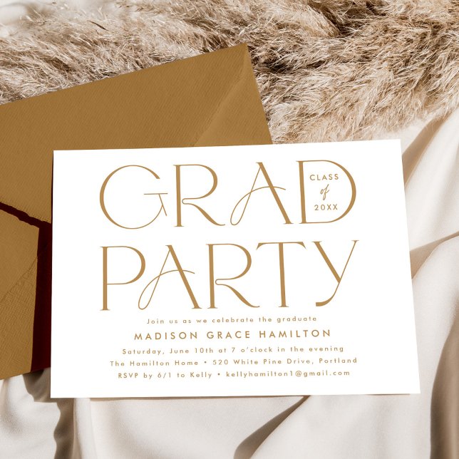 Modern Gold Typography Graduation Party Invitation (Creator Uploaded)
