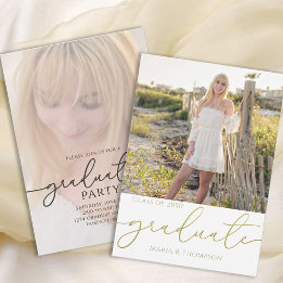 Modern Gold Typography Graduation Script Invitation