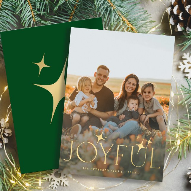 Modern gold typography photo overlay Christmas Holiday Card (Creator Uploaded)