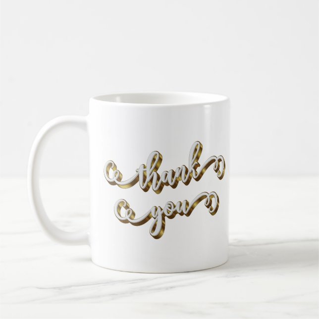 Modern Gold Typography Thank You  Coffee Mug (Left)