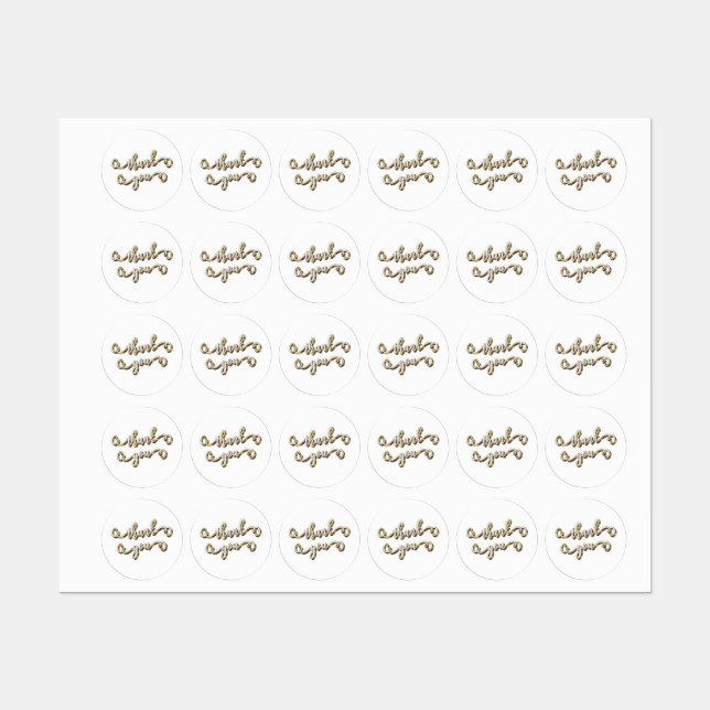 Modern Gold Typography Thank You  Labels (Sheet)