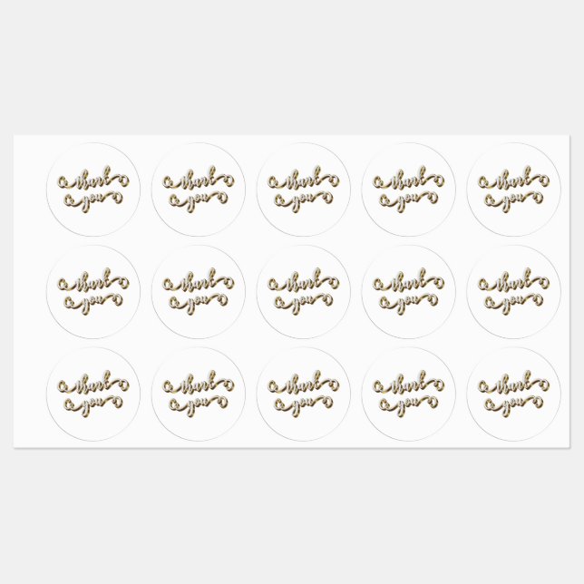 Modern Gold Typography Thank You  Labels (Sheet)
