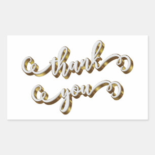 Modern Gold Typography Thank You Rectangular Sticker