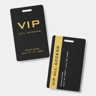 Modern Gold VIP All Access Pass Event ID Badge