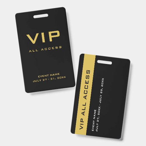 Modern Gold VIP All Access Pass Event ID Badge