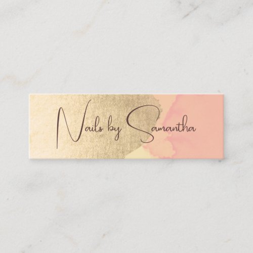 Modern gold watercolor nails mini business card