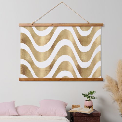 Modern Gold Waves Stripes Retro Summer Hanging Tapestry