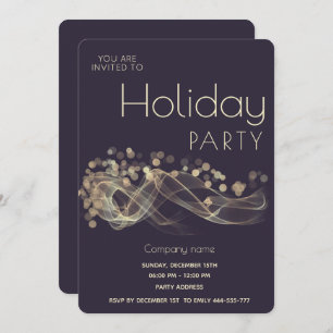 Modern Gold wavy bokeh corporate Holiday party Invitation